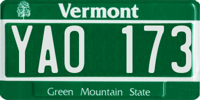 VT license plate YAO173
