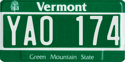 VT license plate YAO174