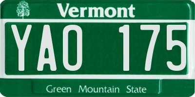VT license plate YAO175