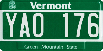 VT license plate YAO176
