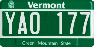 VT license plate YAO177