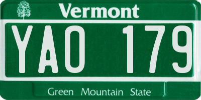 VT license plate YAO179