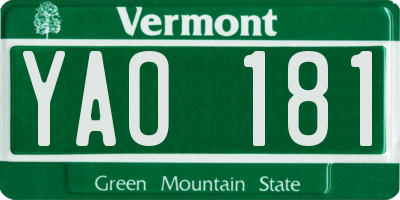 VT license plate YAO181