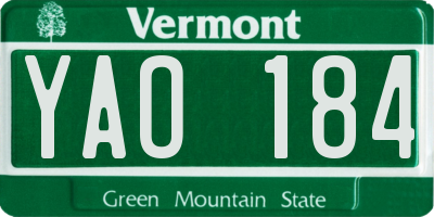 VT license plate YAO184