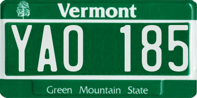 VT license plate YAO185