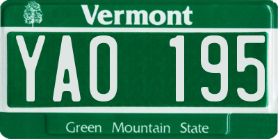 VT license plate YAO195