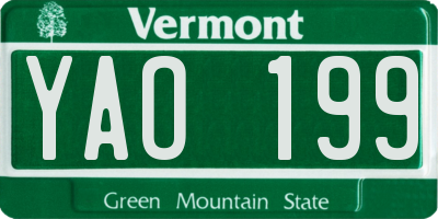 VT license plate YAO199