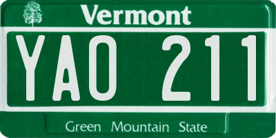 VT license plate YAO211