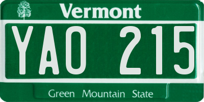 VT license plate YAO215