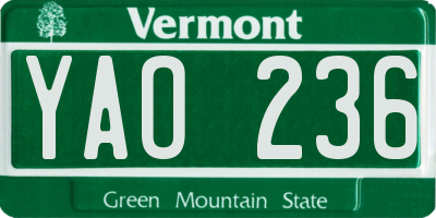 VT license plate YAO236