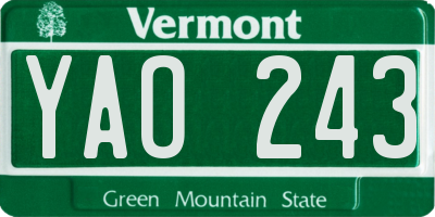 VT license plate YAO243