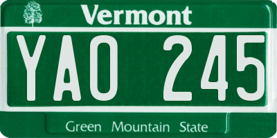 VT license plate YAO245