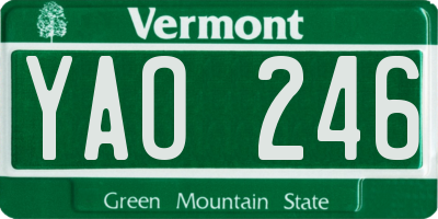 VT license plate YAO246
