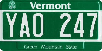 VT license plate YAO247