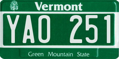 VT license plate YAO251