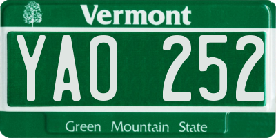 VT license plate YAO252