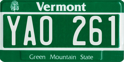 VT license plate YAO261