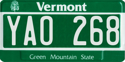 VT license plate YAO268