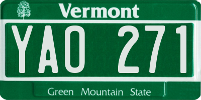 VT license plate YAO271