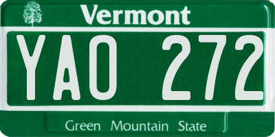 VT license plate YAO272