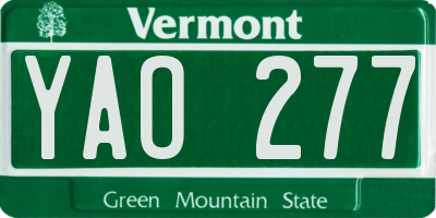 VT license plate YAO277