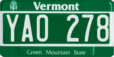 VT license plate YAO278