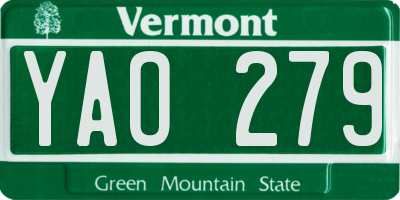 VT license plate YAO279