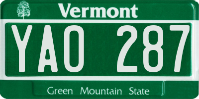 VT license plate YAO287