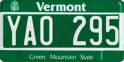 VT license plate YAO295