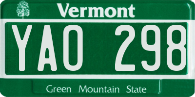VT license plate YAO298
