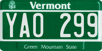 VT license plate YAO299