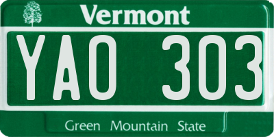 VT license plate YAO303