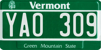 VT license plate YAO309