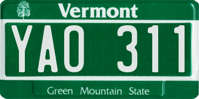 VT license plate YAO311
