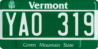VT license plate YAO319