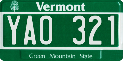 VT license plate YAO321
