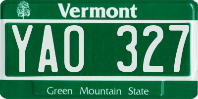 VT license plate YAO327