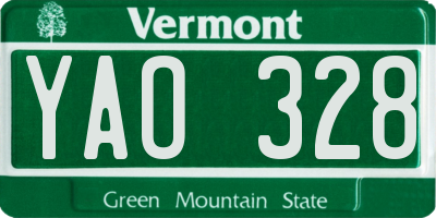 VT license plate YAO328