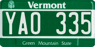 VT license plate YAO335