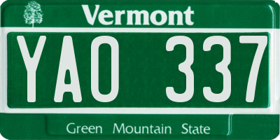 VT license plate YAO337