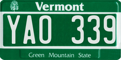 VT license plate YAO339