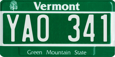 VT license plate YAO341