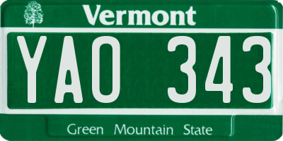 VT license plate YAO343