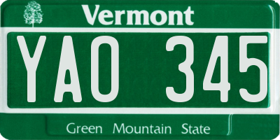 VT license plate YAO345
