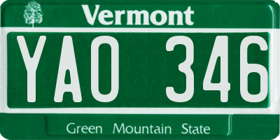 VT license plate YAO346