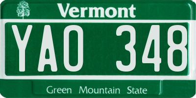VT license plate YAO348