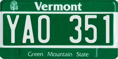 VT license plate YAO351
