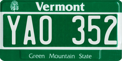 VT license plate YAO352
