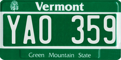 VT license plate YAO359
