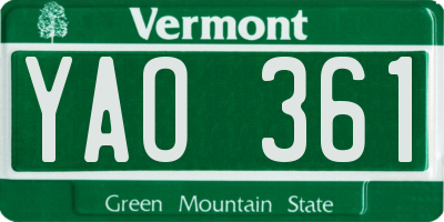 VT license plate YAO361